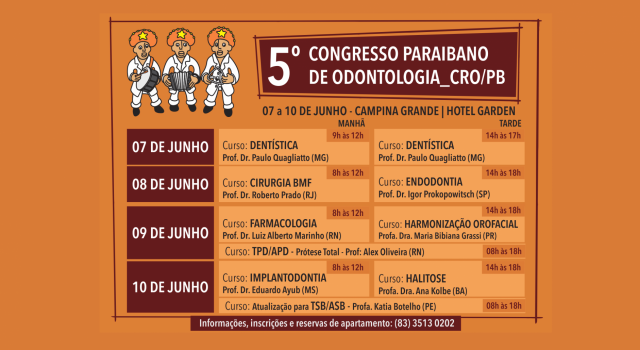 Começa nesta quinta (07/06) o 5º Congresso Paraibano de Odontologia_CRO/PB