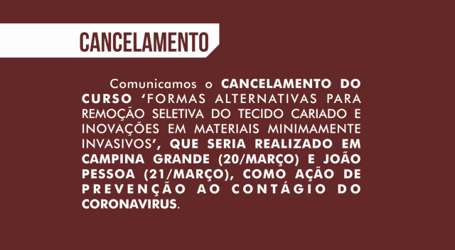 CRO-PB cancela cursos que seriam realizados nos dias 20 e 21 de março em Campina Grande e João Pessoa