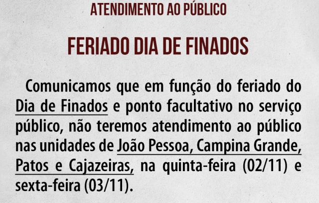 Atendimento ao Público no Feriado do Dia de Finados