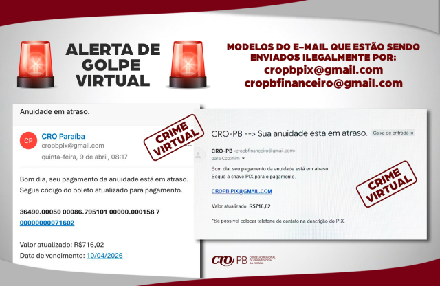 CRO-PB alerta sobre tentativa de golpe virtual 